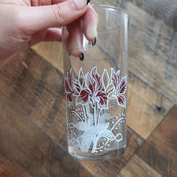 Vtg MCM Covetro Italian Pink Floral Pitcher &Glass Highball Drink Set Gold Trim - Picture 9 of 11